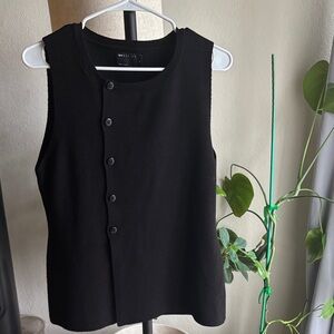 Black Sleeveless Button-Up Top